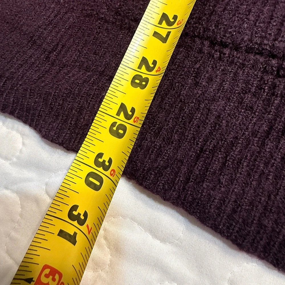 Calvin Klein Women Small Cardigan Purple Open Front FALL DARK ACADEMIA PLUM COZY